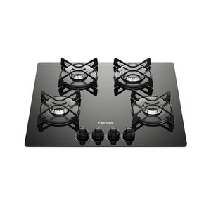 Encimera a Gas 4 Platos Fensa Vidro Templado y Encendido Eléctrico F GC60V A Negra
