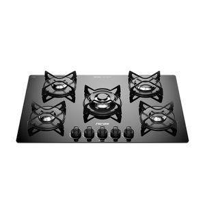 Encimera a Gas 5 Platos Fensa Vidrio Templado y Encendido Eléctrico F GC75V A Negra