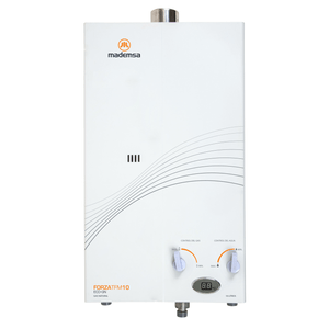 Calefont Gas Natural Mademsa 10 Litros Tiro Forzado Ionizado Forza TFM 10 Eco GN Blanco