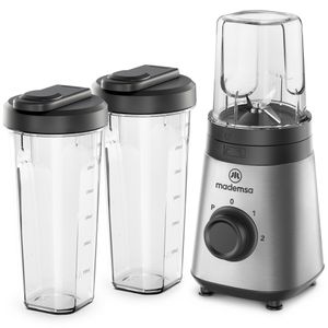 Licuadora Portátil Mademsa con 2 velocidades y botellas 300W MBL30 Acero Inoxidable