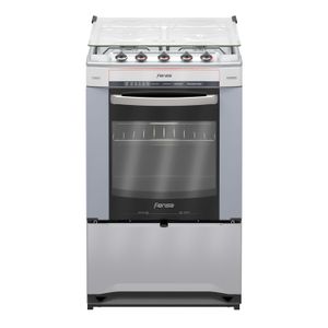 Cocina a Gas 4 Platos Fensa Cubierta Vidrio Templado y Quemadores Laterales F2525 T Inox