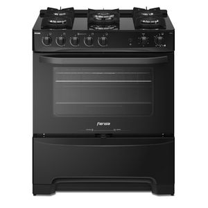 Cocina a Gas 5 Platos Fensa Experience con VaporBake y Cubierta Vidrio F 6000 T Negra
