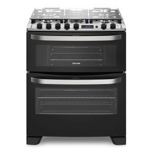 Cocina a Gas 5 Platos Fensa Experience con Doble Horno y Timer Digital 76 DBT Negra