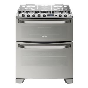 Cocina a Gas 5 Platos Fensa Experience con Doble Horno y Timer Digital 76 DXT Inox