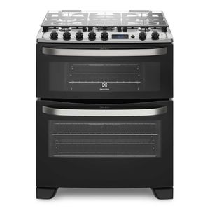 Cocina a Gas 5 Platos Electrolux Experience Doble Horno y Timer Digital 76DBA Negra